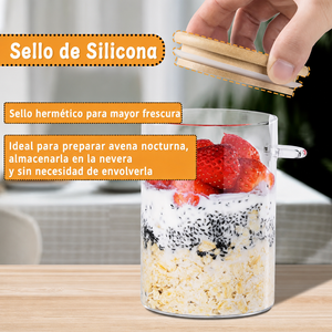 FreshSeal — Frasco de Vidrio con Tapa de Bambú y Cuchara