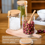 FreshSeal — Frasco de Vidrio con Tapa de Bambú y Cuchara