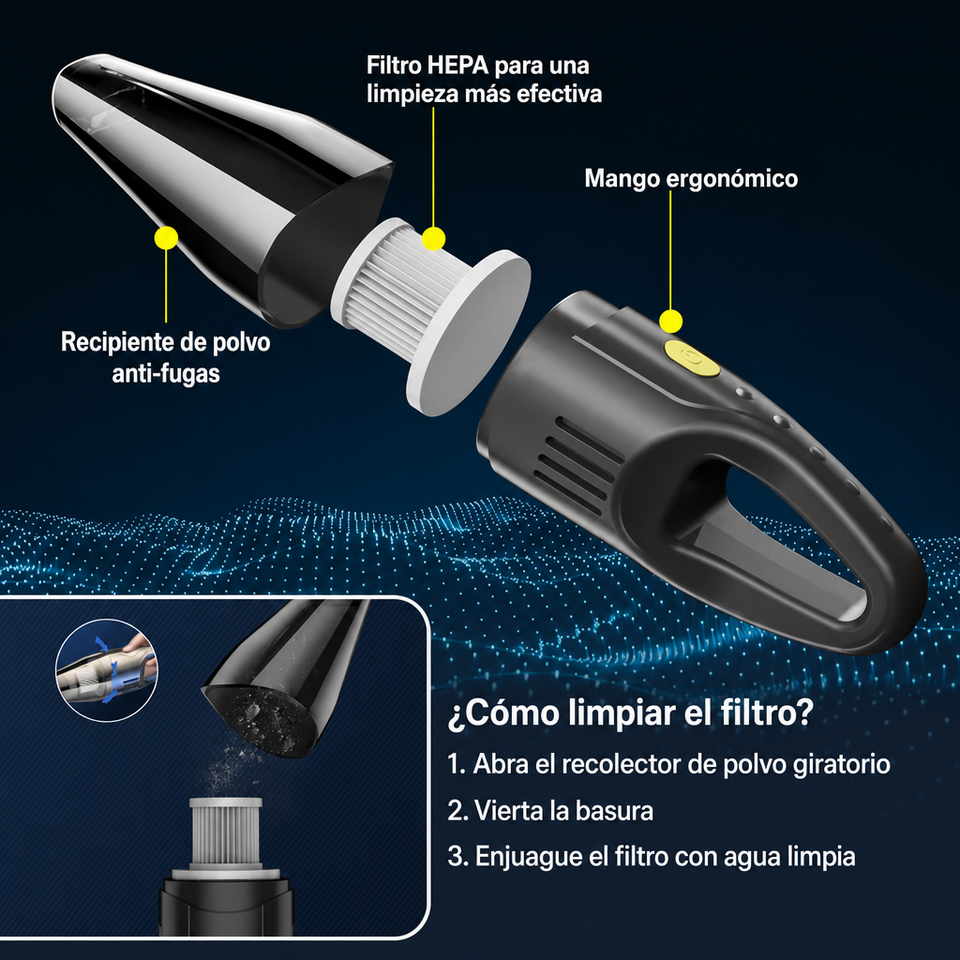 PocketVac Pro – Aspiradora Inalámbrica de Mano 5000Pa
