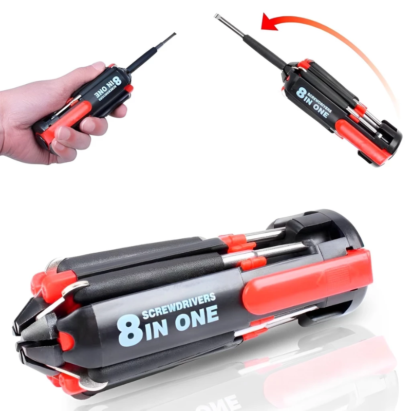 ToolBright 8 en 1 – Destornillador Multifuncional con Linterna
